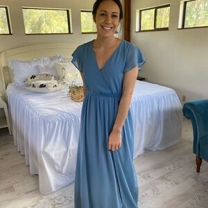 Lulu's Elegant Blue Maxi Dress